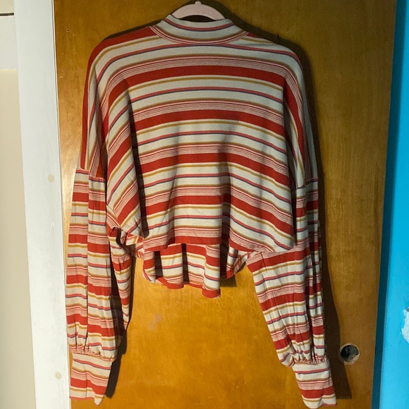 Free People Sweaters - Free People Red Multicolor striped long sleeve turtleneck
